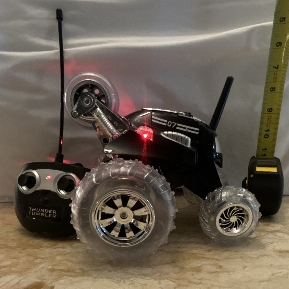 Thunder Tumbler RC Stunt Car w/ Controller Black/Silver Clear Wheels PG6
